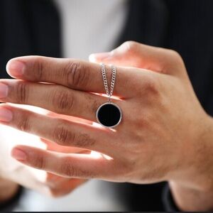 Silver necklace with black stone 16 inch